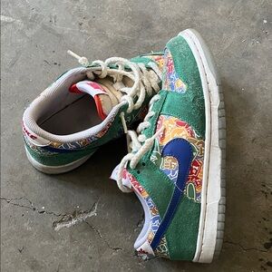 Nike Kids Sneakers with Green and Blue Accents